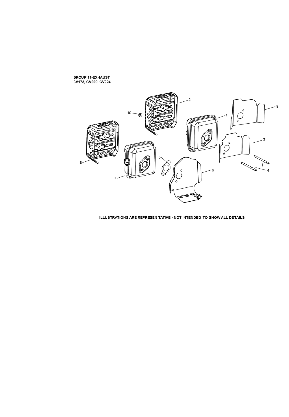 Cv173-3016 Exhaust Diagram and Parts List for CV173-3016  Cub Cadet Lawn Mower
